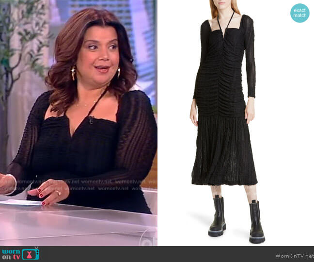 Ganni Halter Neck Long Sleeve Stretch Lace Midi Dress worn by Ana Navarro on The View