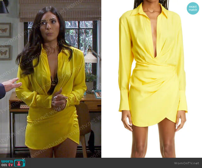 Gauge81 Naha Silk Shirtdress in Lemon worn by Gabi Hernandez (Camila Banus) on Days of our Lives