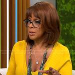 Gayle’s yellow ribbed v-neck dress on CBS Mornings