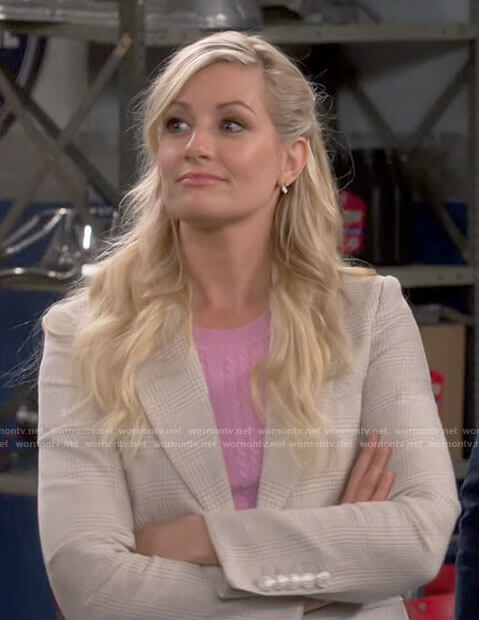 Gemma’s beige plaid blazer on The Neighborhood