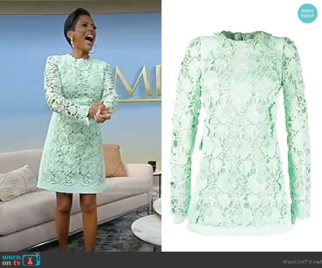 Giambattista Lace Long-Sleeve Minidress worn by Tamron Hall on Tamron Hall Show