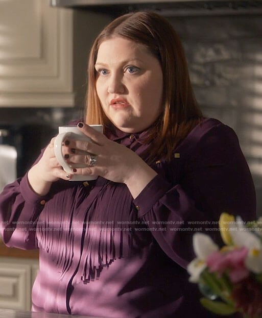 Gigi’s purple fringed shirt with studs on Monarch