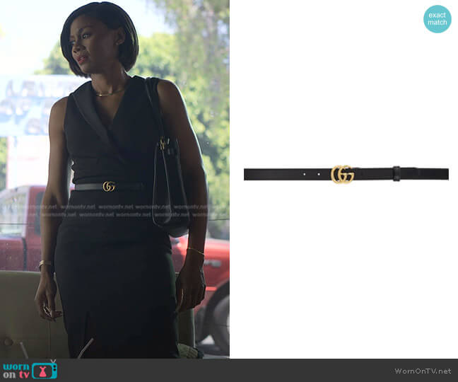 Gucci Thin GG Marmont Belt worn by Jax Stewart (Emayatzy Corinealdi) on Reasonable Doubt