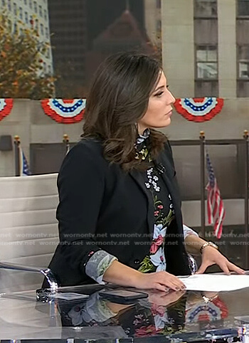 Hallie’s black floral long sleeve dress on Today