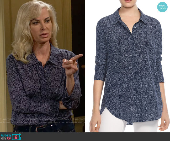 Halston Heritage Printed Silk Shirt worn by Ashley Abbott (Eileen Davidson) on The Young and the Restless