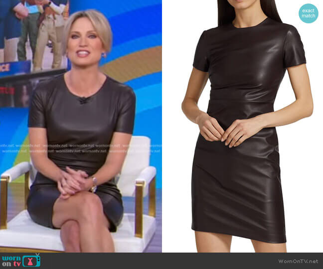 Helmut Lang Twist Faux Leather Minidress worn by Amy Robach on Good Morning America