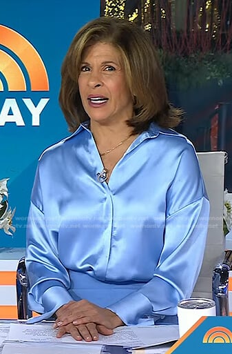 Hoda’s blue satin shirt on Today