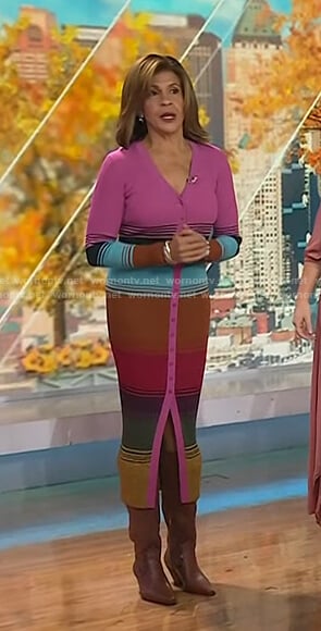 Hoda’s multicolor stripe ribbed dress on Today
