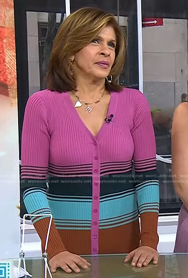 Hoda’s multicolor striped ribbed dress on Today