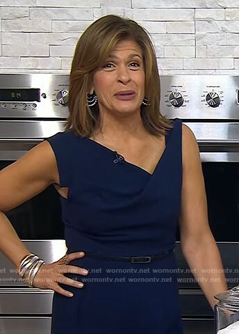 Hoda’s navy draped neck jumpsuit on Today