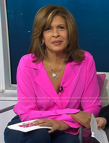 Hoda’s pink notch collar blouse on Today