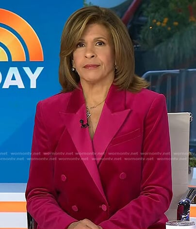 Hoda’s pink velvet blazer and pants on Today