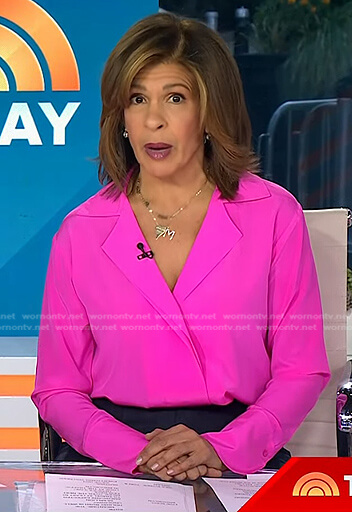 Hoda’s pink notch collar blouse on Today