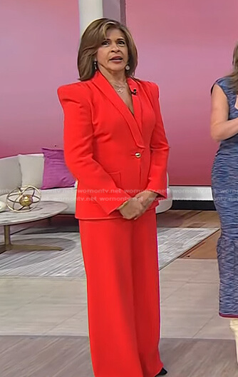 Hoda’s red seamed blazer and pants on Today