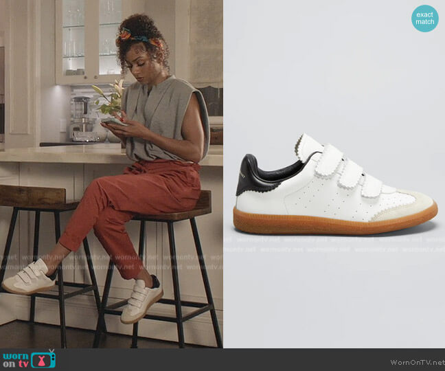 Isabel Marant Beth Velcro Leather Sneakers worn by Patience (Chelsea Tavares) on All American