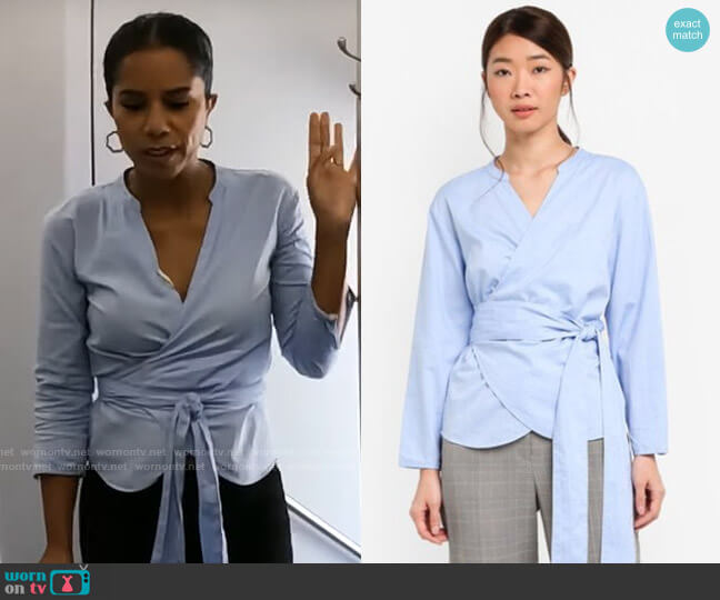 J. Crew Sara Wrap Top worn by Adriana Diaz on CBS Mornings