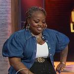Jackie Fabulous’s Gucci belt and jacket on Sherri