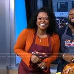 Jamika Pessoa’s orange ribbed dress on Good Morning America