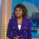 Janai’s purple double breasted blazer on Good Morning America