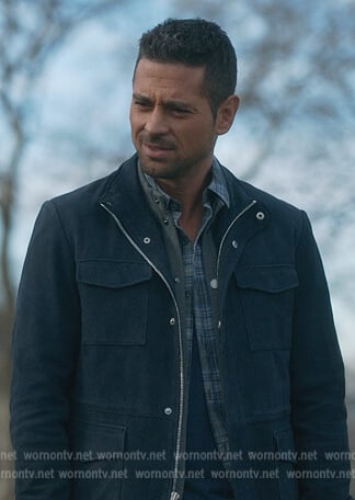Jared’s blue suede utility jacket on Manifest