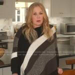 Jen’s black diagonal striped poncho on Dead to Me