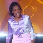 Jennifer’s satin two-tone blouse on The Jennifer Hudson Show