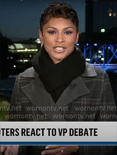 Jericka Duncan’s grey plaid coat on CBS Mornings