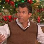 Jerry’s brown herringbone vest on The Talk