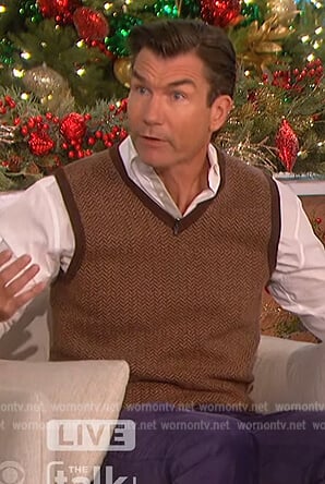 Jerry’s brown herringbone vest on The Talk