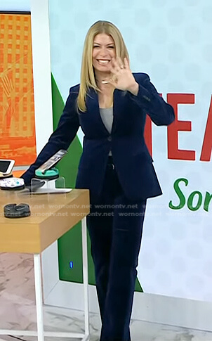 Jill’s navy velvet blazer and pants on Today