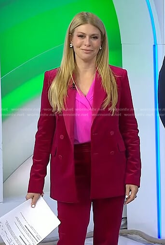Jill’s pink velvet blazer and side stripe pants on Today
