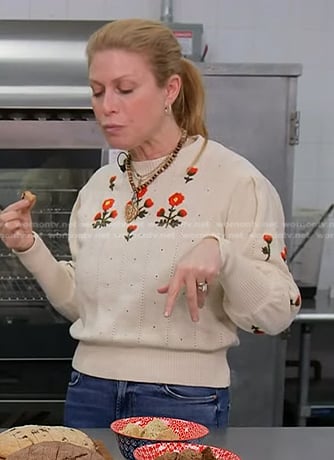 Jill’s ivory floral embroidered sweater on Today