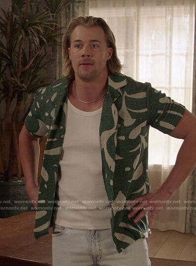 JJ’s palm print shirt on All American