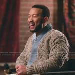 John’s cable knit denim trim cardigan on The Voice