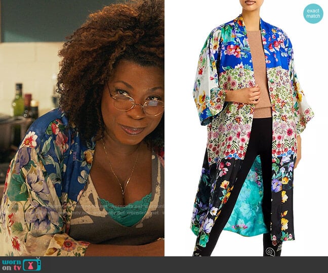 Johnny Was Flower Panya Mixed Print Kimono worn by Viola Marsette (Lorraine Toussaint) on The Equalizer