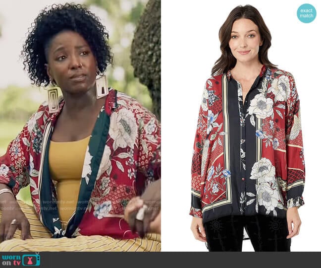 Johnny Was Mallory Crane Blouse worn by Nova Bordelon (Rutina Wesley) on Queen Sugar