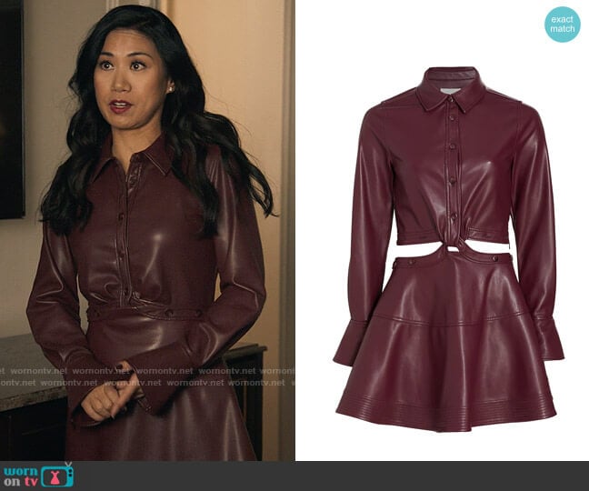 Jonathan Simkhai Elias Vegan Leather Mini Dress worn by Melody Bayani (Liza Lapira) on The Equalizer