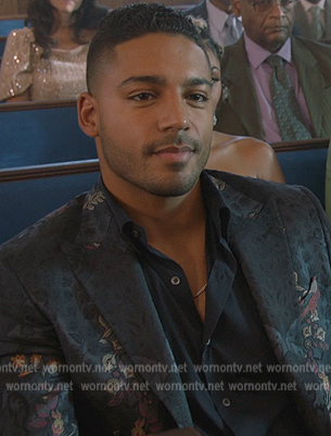Jordan’s black print jacquard blazer on All American