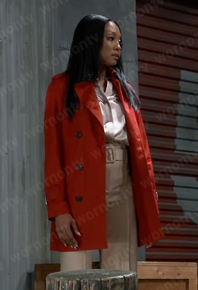 Jordan’s red trench coat on General Hospital