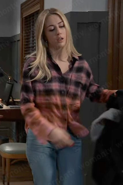 Josslyn’s plaid ombre shirt on General Hospital