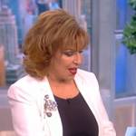 Joy’s white brooch blazer on The View
