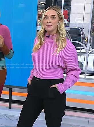 Jasmine Snow’s pink ribbed sweater on Today