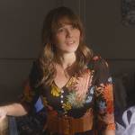 Judy’s black floral print maxi dress on Dead to Me