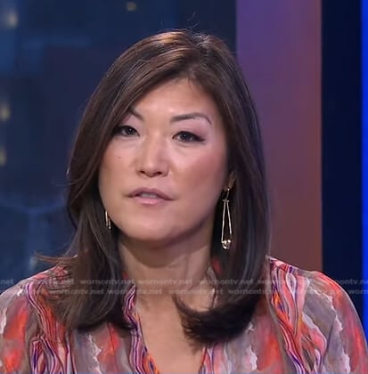 Juju’s red abstract print blouse on Good Morning America