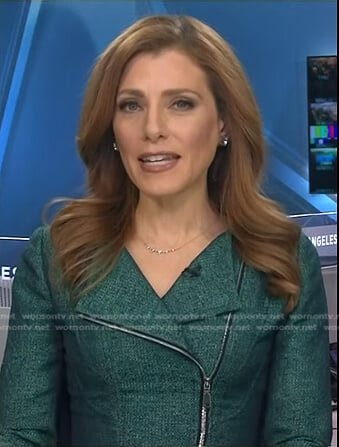 Julia Boorstin’s blue moto jacket on NBC News Daily