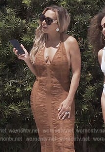 Karen’s brown open-knit dress on The Real Housewives of Potomac
