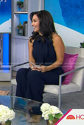 Karen Ronquillo’s navy tie neck jumpsuit on Today