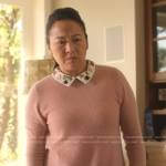 Karen’s pink embellished collar sweater on Dead to Me