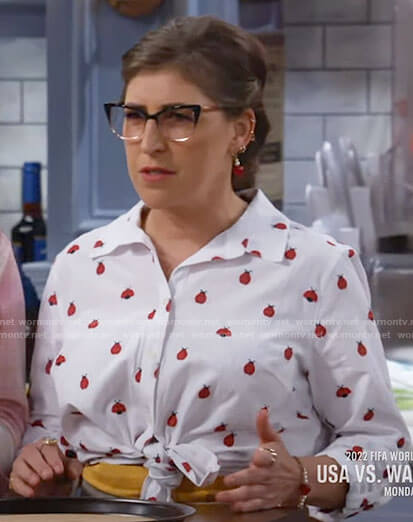 Kat’s ladybug print button down shirt on Call Me Kat