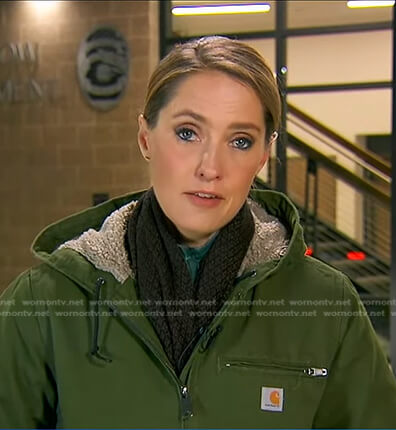 Kayna’s green hooded jacket on Good Morning America